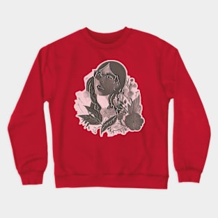 Woman With Flowers Crewneck Sweatshirt